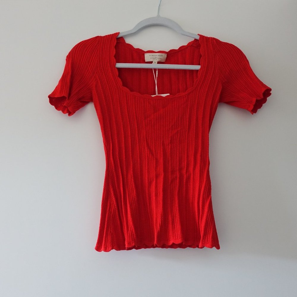 Sezane Anil Knit Top - Rosewood Red - Size XS